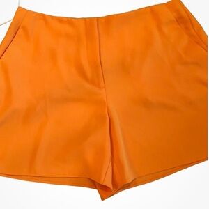 Trina Turk Shorts NWT Orange High Rise Pockets Resort SZ 12 Poly Lined MSRP $198